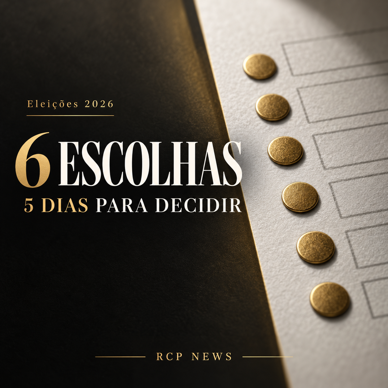 Eleições 2026: seis escolhas, cinco dias para decidir