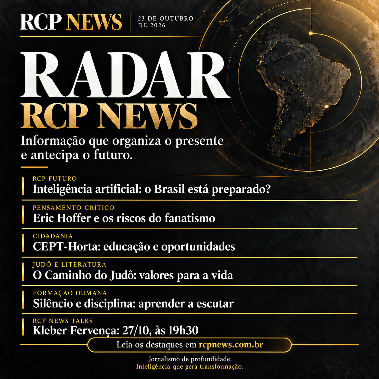 Radar RCP News — Notícias da Semana, 23 de outubro