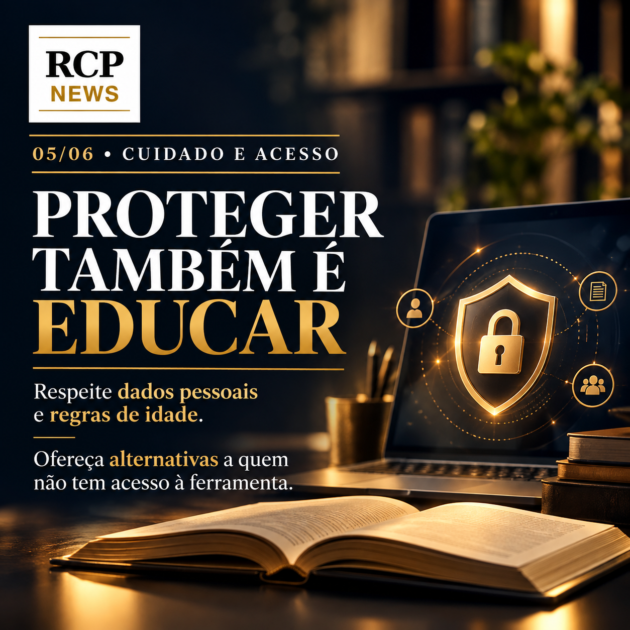 Card 5 de 6: Proteger também é educar.