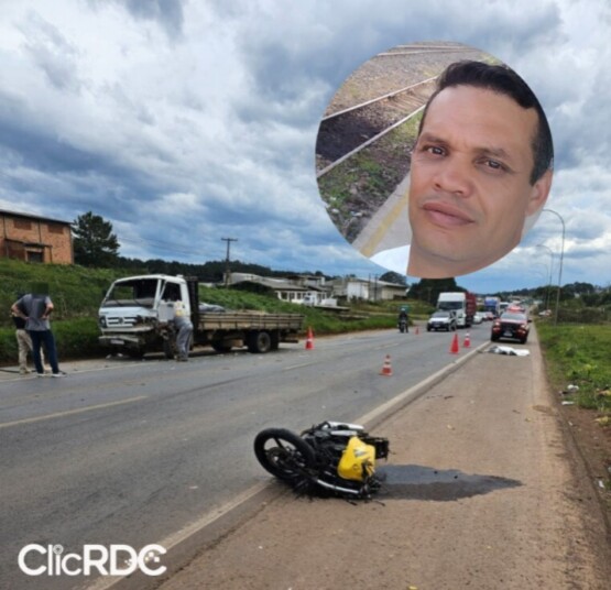 Motociclista morre em colisão com caminhão
